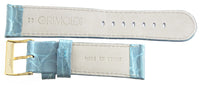 Grimoldi Mens 22mm Alligator Embossed Genuine Blue Leather Watch Band Strap
