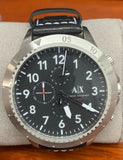 Armani Exchange AX1754 Romulous Black Dial Leather Strap Chronograph Men's Watch