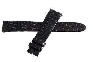 Montblanc  17mm x 15mm Shiny Black Alligator Leather Watch Band Strap FZB