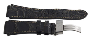 Aqua Master Mens 20mm x 20mm Patent Leather Silver Buckle Watch Band Strap