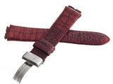 Aqua Master Special 19mm to 23mm Genuine Red Leather Silver Buckle Watch Band