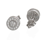 Sterling Silver Round Shape Micro Pave Stone Women's Earrings 7mm