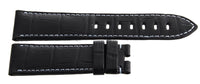 Genuine Graham 22mm x 20mm Light Blue Stitching Black Alligator Leather Band