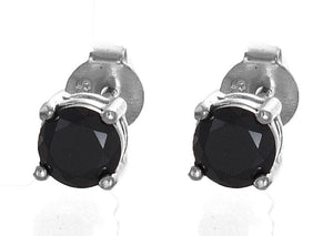 5mm Sterling Silver Black CZ Stone Stud Earrings