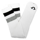 True Religion Men's Athletic Tube Sock Black/Gray Striped Men's Socks Size 10-13