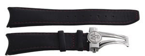 Raymond Weil Men's 22mm x 18mm Black Leather Band Silver Buckle Watch Band V3.17