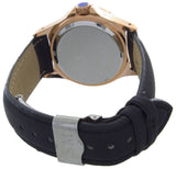 Swiss Master Women Round  Rose Gold Tone Case  Black Leather Band Diamond Watch
