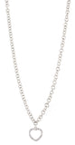 Womens Sterling Silver Round Chain Link  17.5" Hollow Heart Chain Necklace