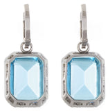 Sterling Silver Women's Genuine Blue Topaz & Diamond Hanging Earrings