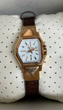 Diesel Womens White Dial Brown Leather Strap Rose Gold Tone Case Watch DZ5351