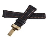 Aqua Master 24mm Black Alligator Leather Gold Buckle Watch Orange Stitching