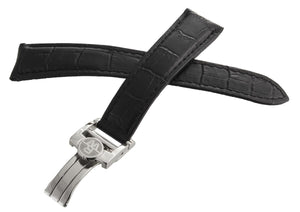 Raymond Weil Men's 20mm x 16mm Black Leather Band Silver Buckle Watch Band