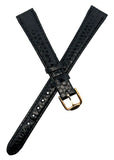 Revue Thommen 13mm Women's Black Leather Gold Buckle Watch Band