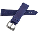 LOCMAN Men's 25MM x 20mm Navy Blue Fabric Silver Buckle Band