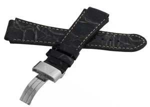 Aqua Master Mens 20mm x 20mm Patent Leather Silver Buckle Watch Band Strap