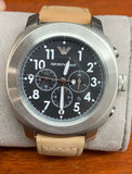 Emporio Armani AR6060 Black Dial Leather Strap Chronograph Men's Watch