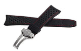 Raymond Weil Men's 22mm x 18mm Black Leather Band Silver Buckle Watch Band 2.16