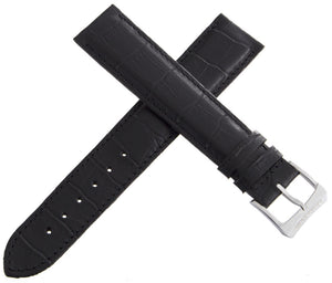 Raymond Weil 20mm Black Alligator Leather Watch Band Strap W/ Silver Tone Buckle