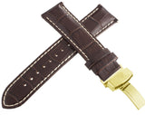 Aqua Master Mens 22mm Brown Leather Watch Band Strap W/ Stainless Steel Buckle