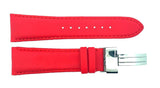 24mm Aqua Master Mens Red Leather Silver Buckle Watch Band