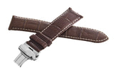 Bulova 22mm x 20mm Brown Alligator Leather Silver Buckle Watch Band