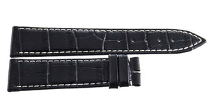 Frederique Constant 20mm x 18mm Black Alligator White Stitched Watch Band