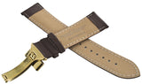 King Master 24mm Brown Leather Gold-tone Buckle Watch Band Strap