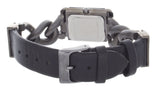 Anne Klein Women's Rectangular Gunmetal and Black Leather Strap Watch AK-1841