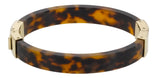 Michael Kors Hinged Tortoise-shell Bangle Engraved Buckle Bracelet MKJ1031