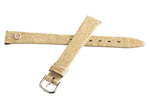 Genuine Omega 12mm Ivory Alligator Leather Silver Buckle Women's Watch Band