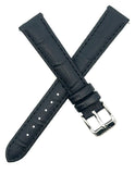 Aqua Ice 16mm Womens Black Leather Watch Band Strap Silver Tone Buckle