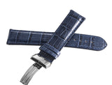 Aqua Master Mens 22mm  Dark Blue Alligator Leather Silver Buckle Band