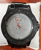 Kings Master Men's Black Ion-plated Steel Silver tone Dial 0.12ct Diamond Watch