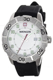 Wenger Men's 01.0851.108 White Dial Silver Case Black Rubber Band Watch