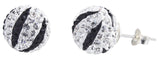 Sterling Silver Sparkling Crystal 12mm Zebra Round Ball Stud Push Back Earrings