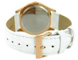 Guess Women's Rose Gold-tone Case MOP Crystals White Leather Band Watch U11679L1