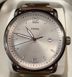 Fossil FS5341 The Commuter Grey Dial Brown Leather Strap Men's Watch