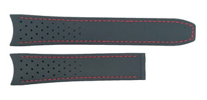 Raymond Weil Tango Men's 21mm x 18mm Black Rubber Watch Band Red Stitching 2101