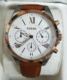 Fossil BQ3039 White Dial Brown Leather Strap Chronograph Women's Watch