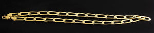 925 Sterling Silver Yellow Gold Paper Clip 8mm Chain Necklace 17.5 Inches Long