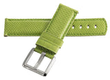 LOCMAN Women's 21mm x 20mm Green Leather Silver Buckle Watch Band Strap