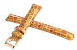 Invicta Womens 16mm x 14mm Orange Alligator Leather Watch Gold Buckle Band