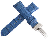 Aqua Master 24mm Blue Leather Watch Band with 2 pins