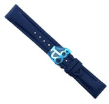 JACOB & CO WOMEN'S 20MM NAVY BLUE POLYURETHANE WATCH BAND STRAP JC STEEL BUCKLE