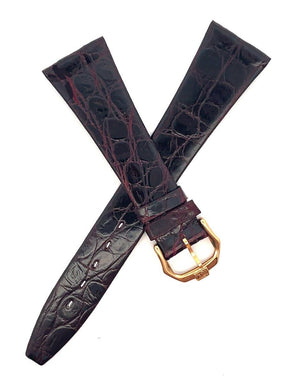 Raymond Weil 20mm  x 14mm Dark Burgundy Leather Watch Band Gold Buckle