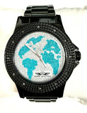 Kings Master Mens Blue and Silver Dial Black  Strap Watch 105M
