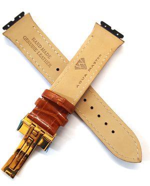Aqua Master  Genuine Brown Leather Special Watch Band Strap 19mm