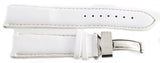 King Master 24mm White Leather Silver Buckle Watch Band Strap