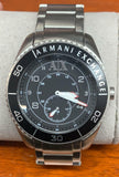 Armani Exchange Mens Black Dial Black Leather Band Quarts Watch AX1263