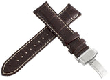 Aqua Master 22mm Dark Brown Leather Watch Band with St. Steel Deployment clasp